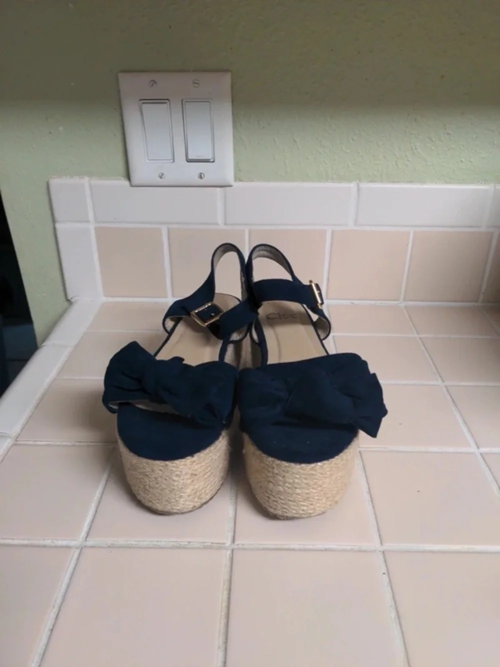 Women’s Navy Bow Espadrille Platform Sandals